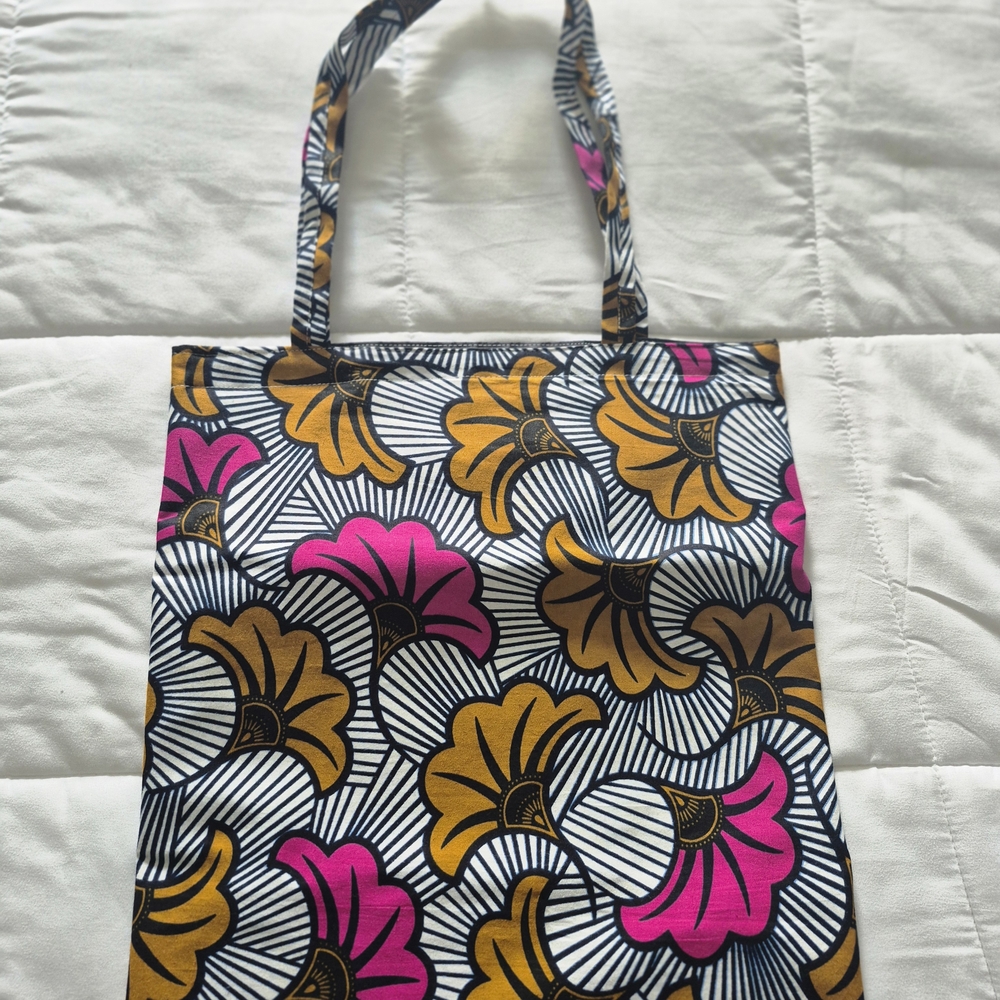 Vibrant Floral Shoulder Bag - Pink, Gold, and Black